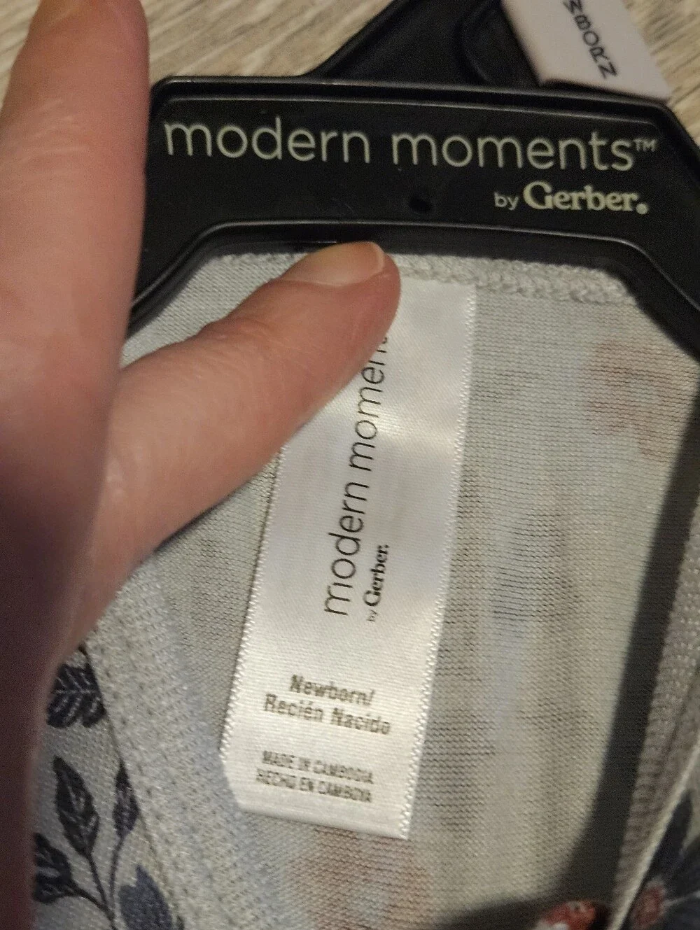 NWT Modern Moments by Gerber Newborn Floral Viscose Zip Sleep N Play Footie Grey